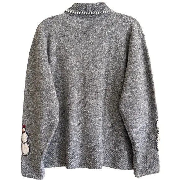 WOOLRICH Vintage Cottagecore Grannycore Snowflake Snowman Christmas Sweater XL - Picture 2 of 10